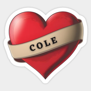 Cole - Lovely Red Heart With a Ribbon Sticker